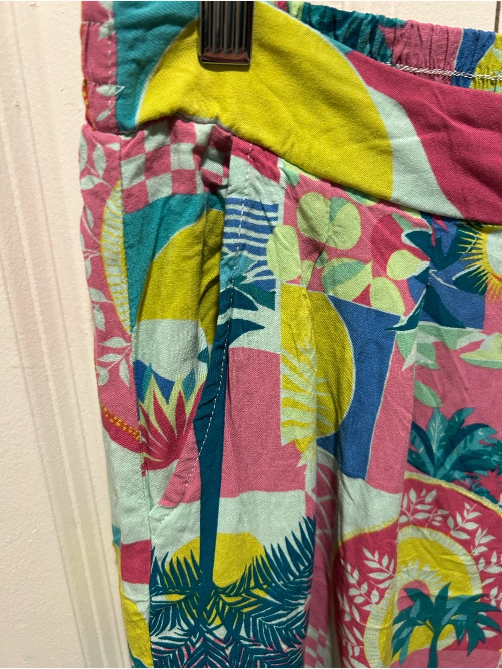 Indigo Rose Colorful Wide Leg Beachy Artsy Lagenlook Resort Pants , M - Picture 4 of 6